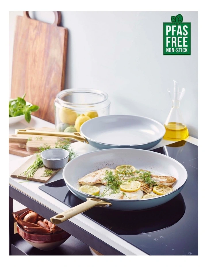 Padova 6 Piece Cookware Set in Smokey Blue PFAS-free ceramic non-stick image 2