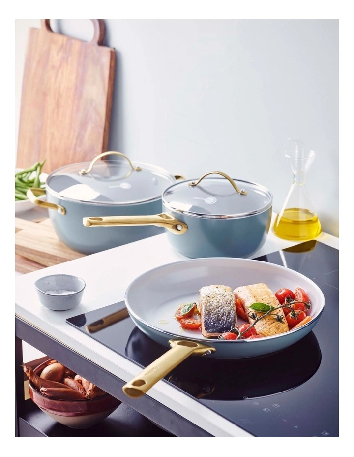 Padova 6 Piece Cookware Set in Smokey Blue PFAS-free ceramic non-stick image 3