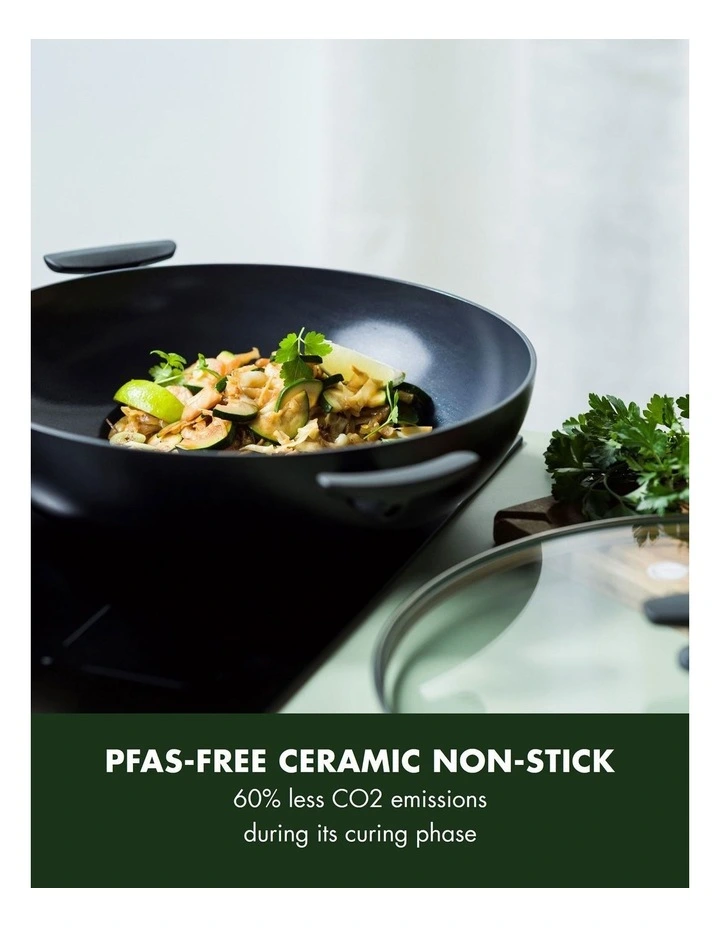 Smartshape Covered Wok 32cm / 5.43L with 2 side handles - PFAS-free ceramic non-stick image 4