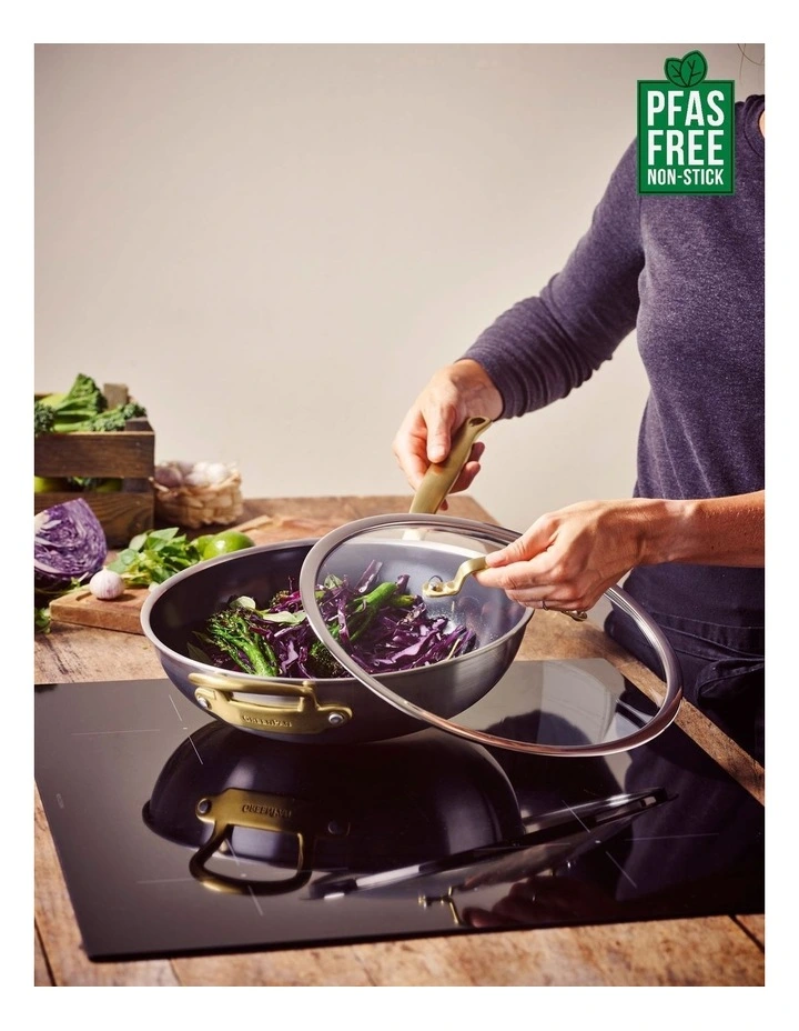 Premiere Gold Wok 30cm PFAS-free ceramic non-stick image 2