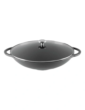 Wok 37cm /4.5L with Lid in Caviar
