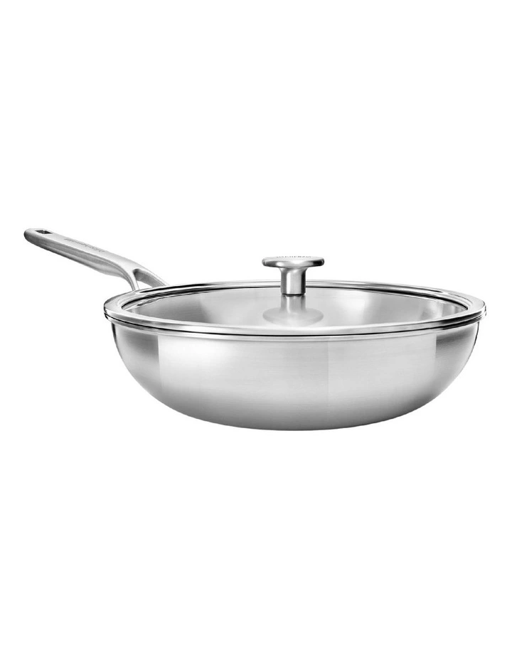 Triply Stainless Steel Covered Wok 28cm in SIlver image 1