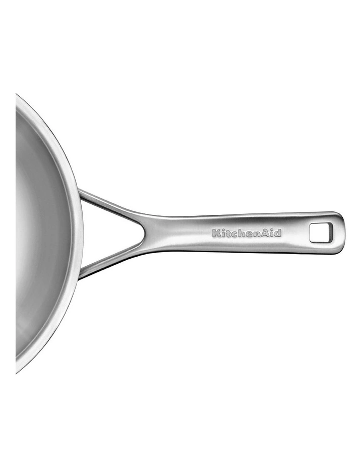Triply Stainless Steel Covered Wok 28cm in SIlver image 4