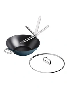 Space Non Stick wok With Lid 32cm/12.5inch in Blue