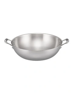 Eternita Stainless Steel Induction Open Wok 34cm in Silver
