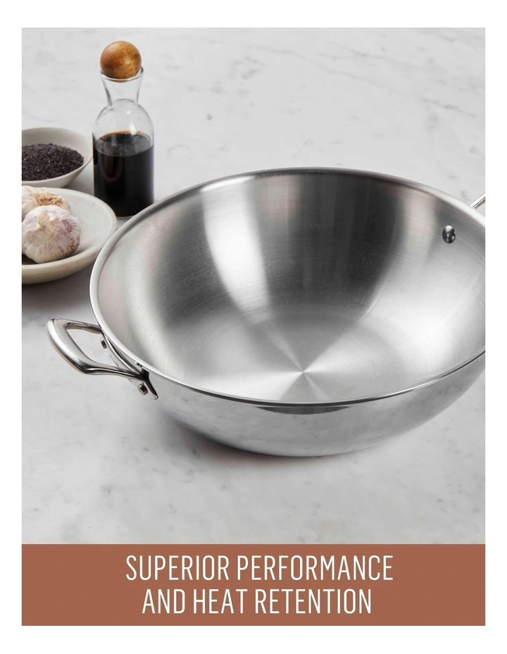 Eternita Stainless Steel Induction Open Wok 34cm in Silver image 3
