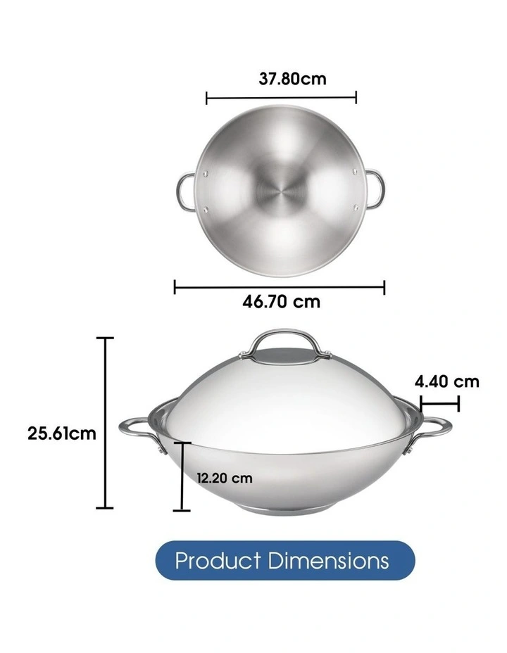 Essentials Stainless Steel Induction Covered Wok 36cm in Silver image 7