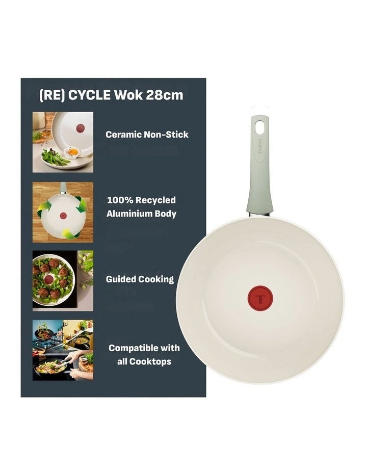 Recycle Ceramic Induction Non-Stick Wok 28cm Green Lichen image 6