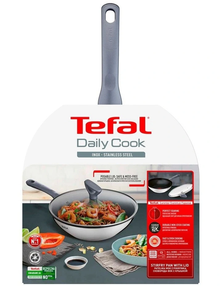 Daily Cook Induction Stainless Steel Wok 28cm Lid image 2