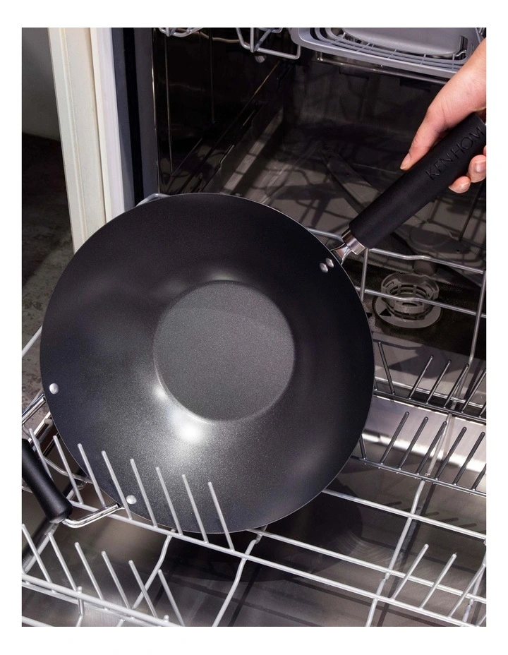 Non-Stick 4 Piece Carbon Steel Wok Set 31cm in Black image 7