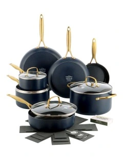 Jewel 7(15) Pieces Cookware Set PFAS-free ceramic non-stick in Oxford Blue