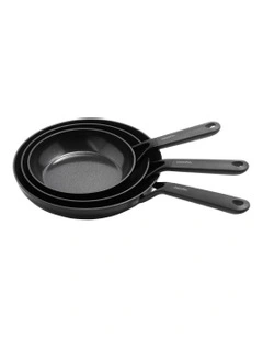 Smartshape 3pc Frypan Set 20/26/30cm - PFAS-free ceramic non-stick in Black