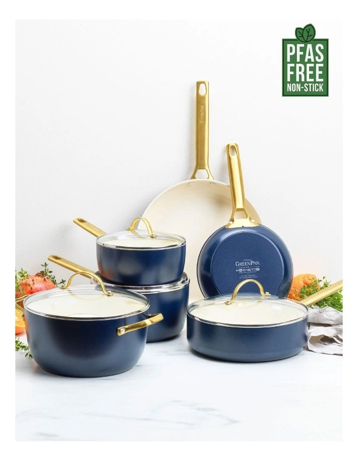 Padova 6pc Cookware Set Navy Blue PFAS-free ceramic non-stick image 2