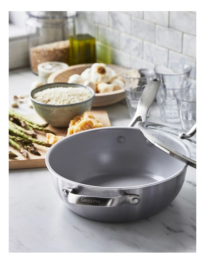 Venice Pro Tri-Ply Stainless Steel Healthy Ceramic Nonstick 3QT Chef Saute Pan image 3