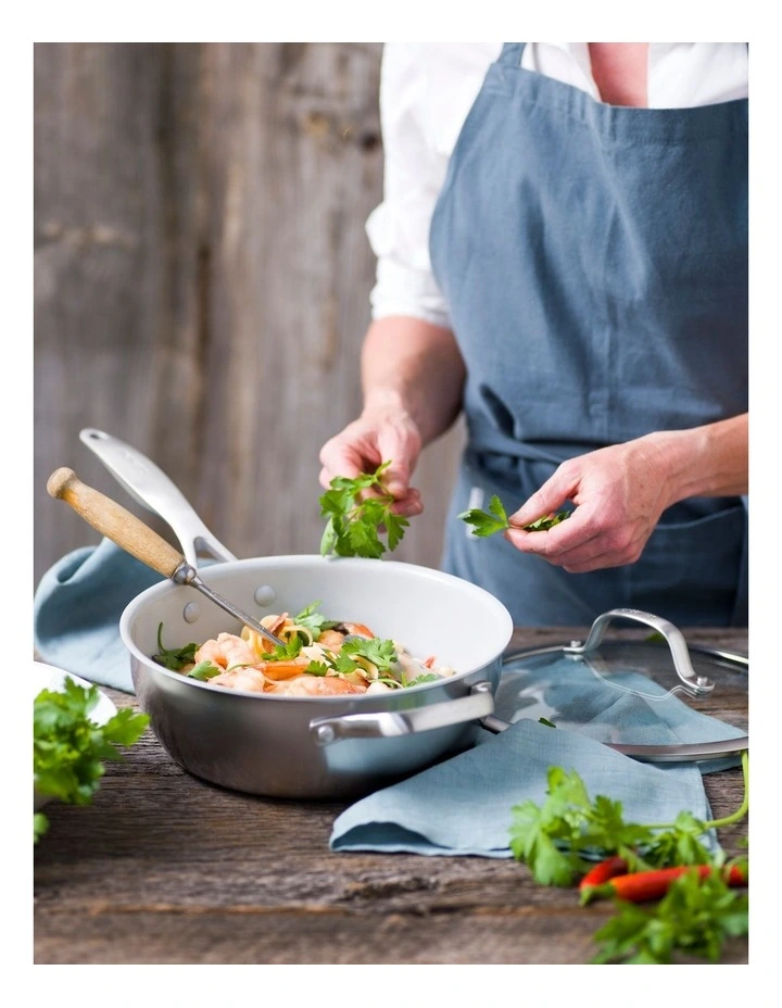 Venice Pro Tri-Ply Stainless Steel Healthy Ceramic Nonstick 3QT Chef Saute Pan image 4