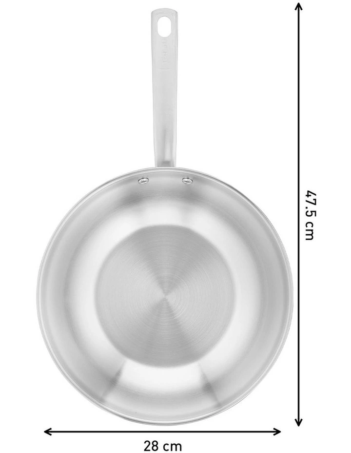 Virtuoso Induction Stainless Steel Uncoated Wok 28cm in Silver image 3