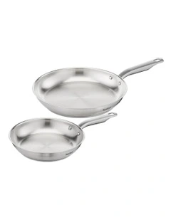 Tefal Virtuoso Induction Stainless Steel Uncoated Twin Frypan 24/28cm in Silver