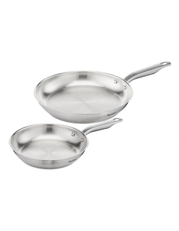 Virtuoso Induction Stainless Steel Uncoated Twin Frypan 24/28cm in Silver