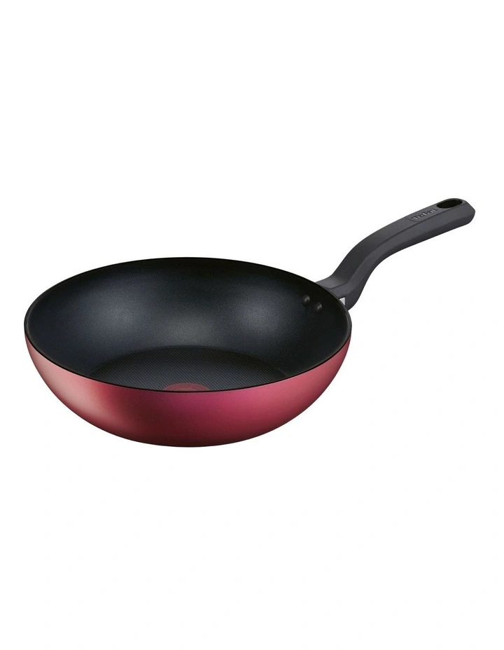 Delight Induction Non-Stick Twin Pack 28cm Frypan / 28cm Wok in Red image 3