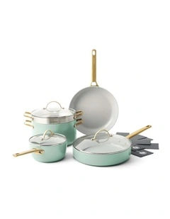 Padova 5 Pieces Cookware Set with Bonus Protective Sheets in Mint Green