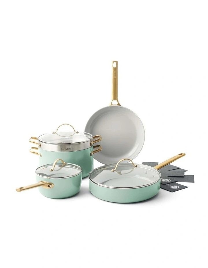 Padova 5 Pieces Cookware Set with Bonus Protective Sheets in Mint Green image 1