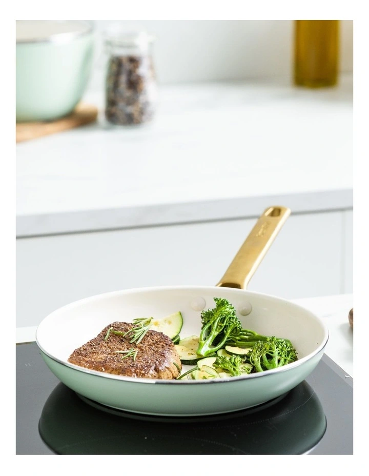 Padova 5 Pieces Cookware Set with Bonus Protective Sheets PFAS-free ceramic non-stick in Mint Green image 3