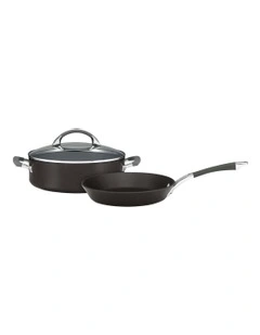 French Skillet Fry Pan And Covered Sauteuse 28cm in Black