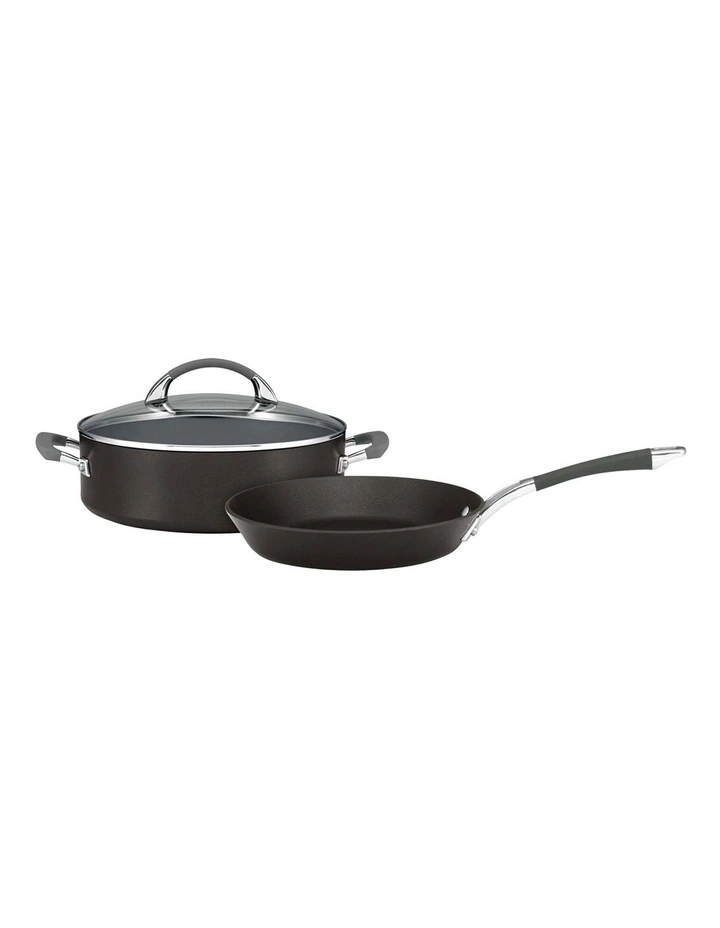 French Skillet Fry Pan And Covered Sauteuse 28cm in Black image 1