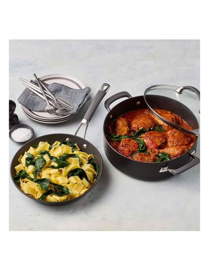 French Skillet Fry Pan And Covered Sauteuse 28cm in Black image 2