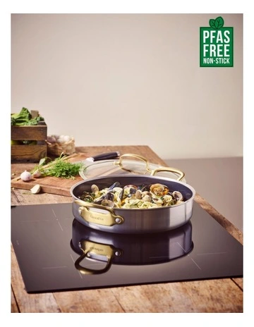 Premiere Gold Saute Pan 30cm in Stainless Steel PFAS-free free ceramic non-stick