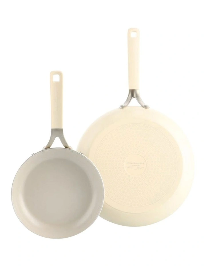 KitchenAid Aluminium 2pc frypan set (20/28cm) Almond Cream image 1