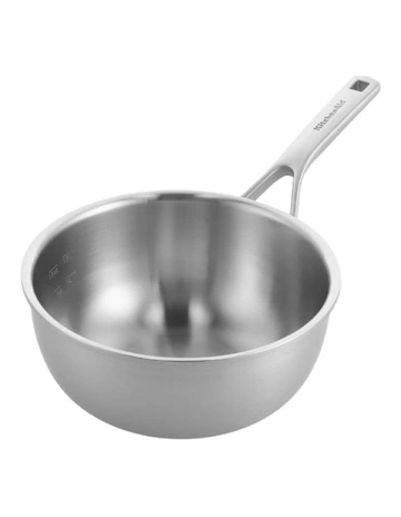 Triply Stainless Steel Open Conical Chef's Pan 20cm/2.36L in Silver