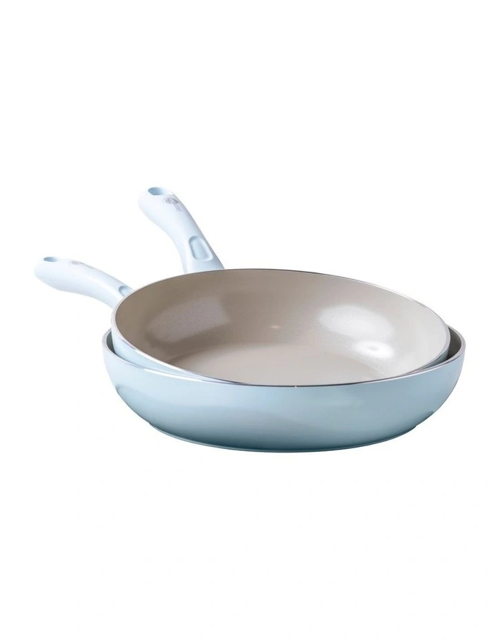 Diamond twin frypan set 20/28cm Light Blue PFAS-free ceramic non-stick image 1