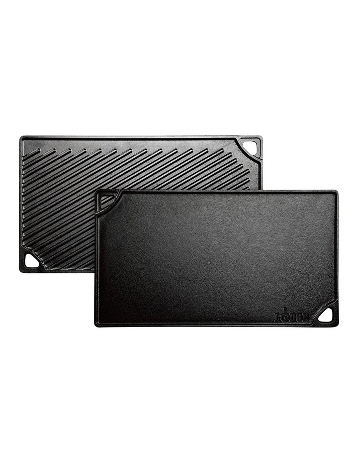 Rectangular Cast Iron Reversible Grill in Black image 2
