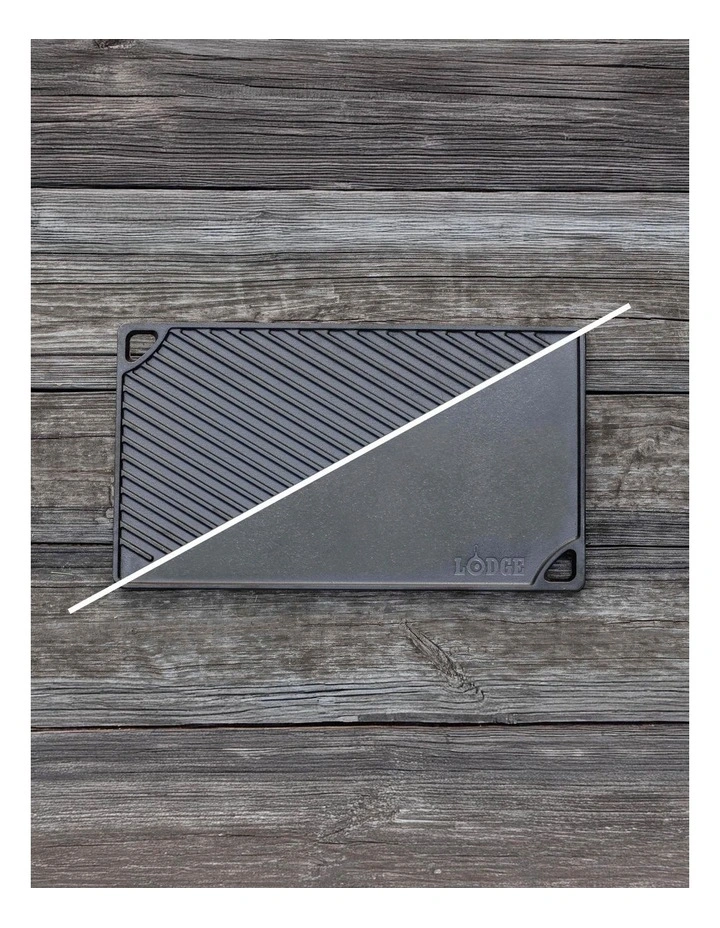 Rectangular Cast Iron Reversible Grill in Black image 3