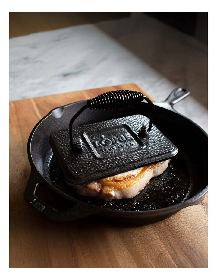 Cast Iron Grill Press 17cm x 4.5cm in Black image 5