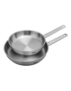 Steel Twin Frypan Set 20x28cm in Silver