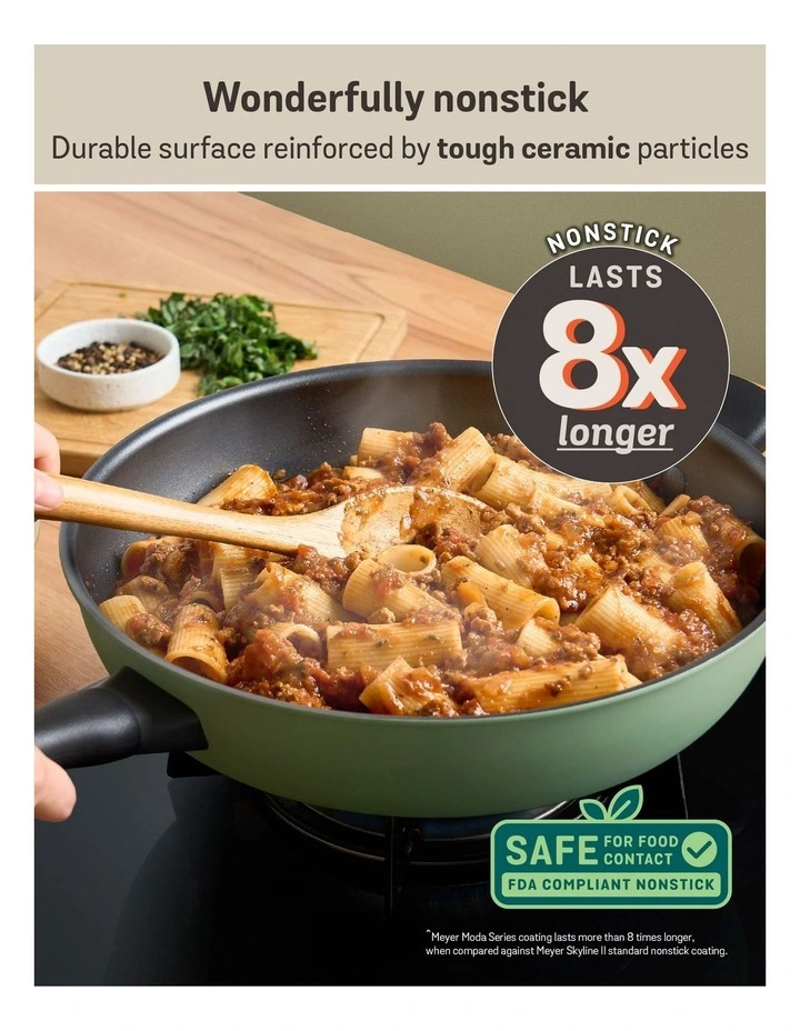 Moda Induction Open French Frypan With Helper Handle 30cm in Green image 3