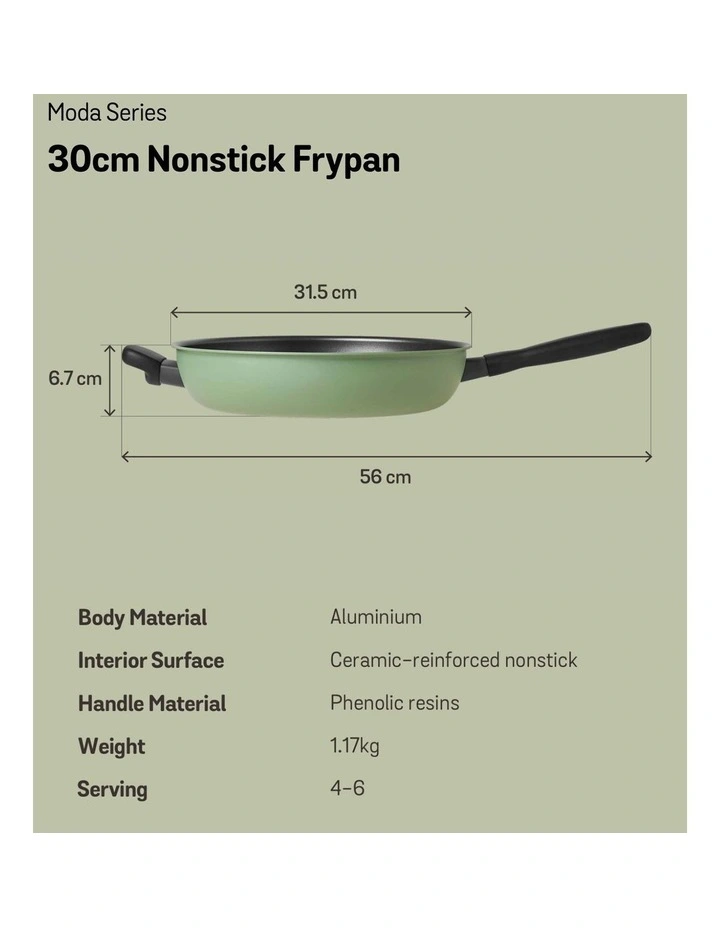 Moda Induction Open French Frypan With Helper Handle 30cm in Green image 7