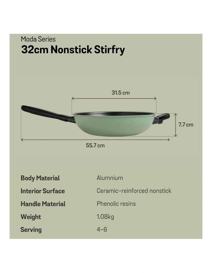 Moda Induction Stirfy 32cm in Green image 7