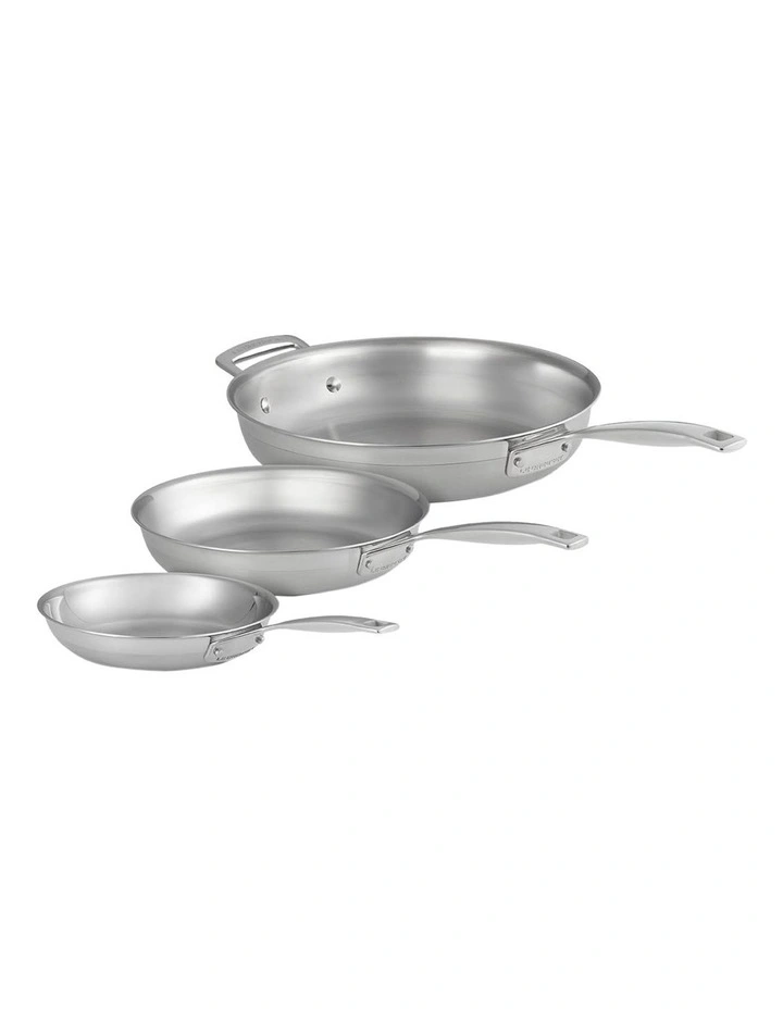 Classic Stainless Steel Frying Pan UC Set 3 Pieces in Silver image 2