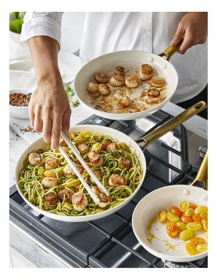 PFAS-Free Ceramic Non-Stick Padova Reserve Frypan 30cm in Cream image 3