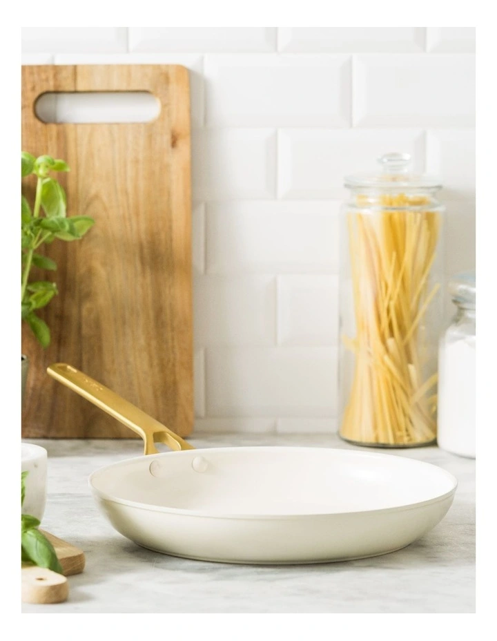 PFAS-Free Ceramic Non-Stick Padova Reserve Frypan 30cm in Cream image 4