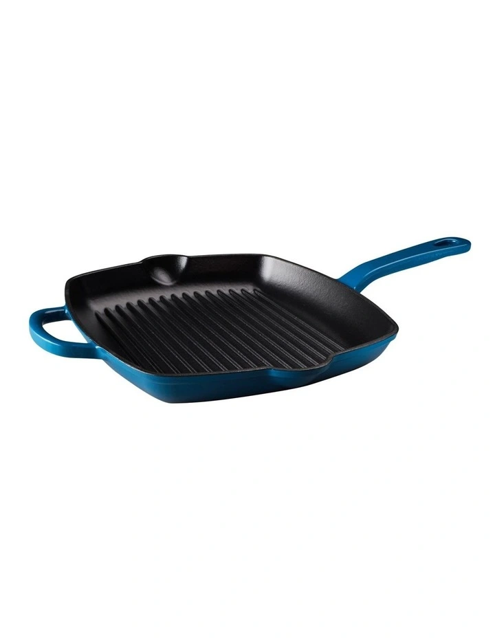 Cast Iron Grill Pan 27.5cm in Midnight Blue image 2
