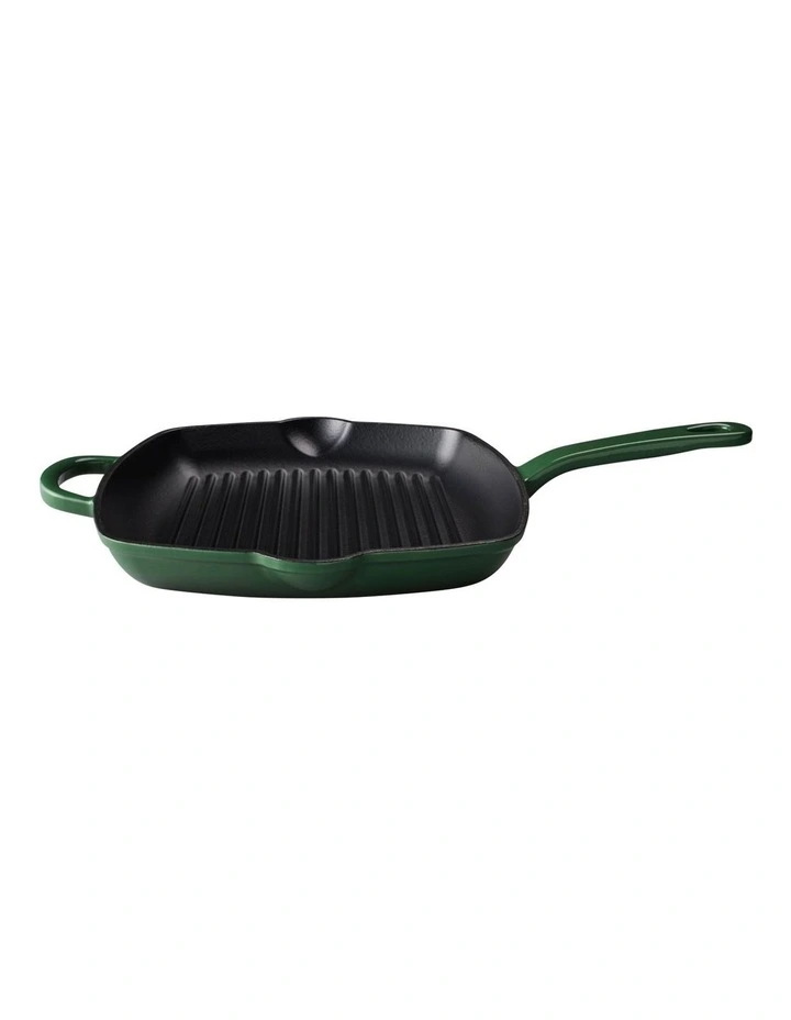 Cast Iron Grill Pan 27.5cm in English Racing Green image 1