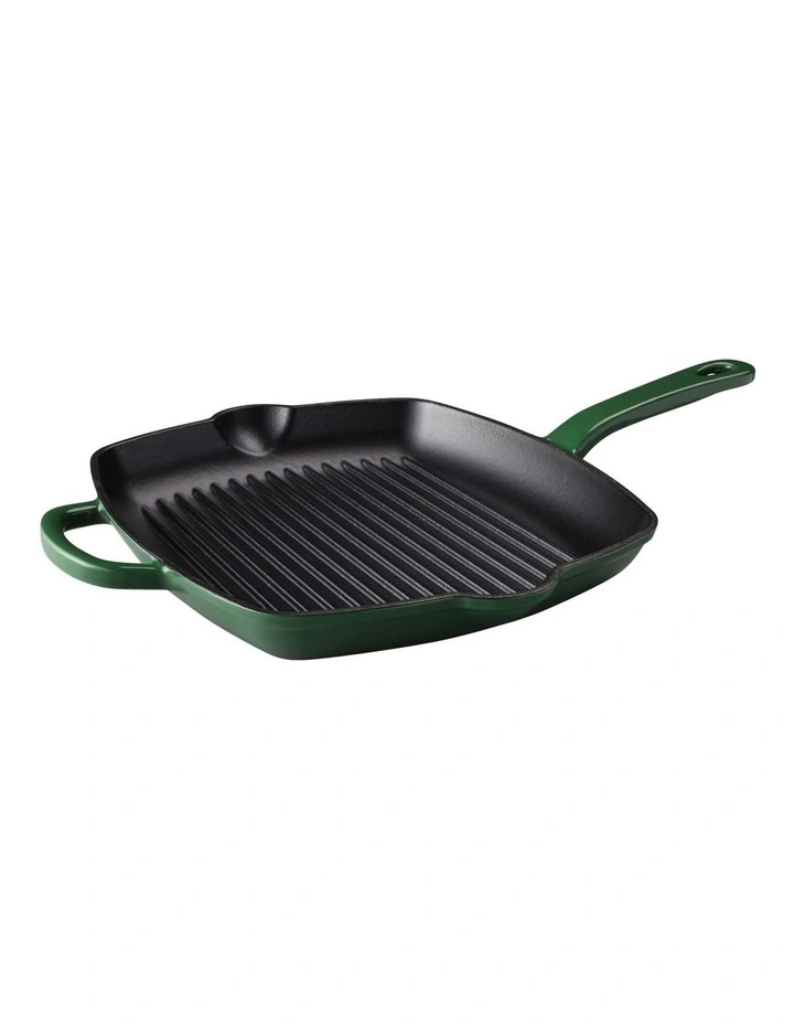 Cast Iron Grill Pan 27.5cm in English Racing Green image 2