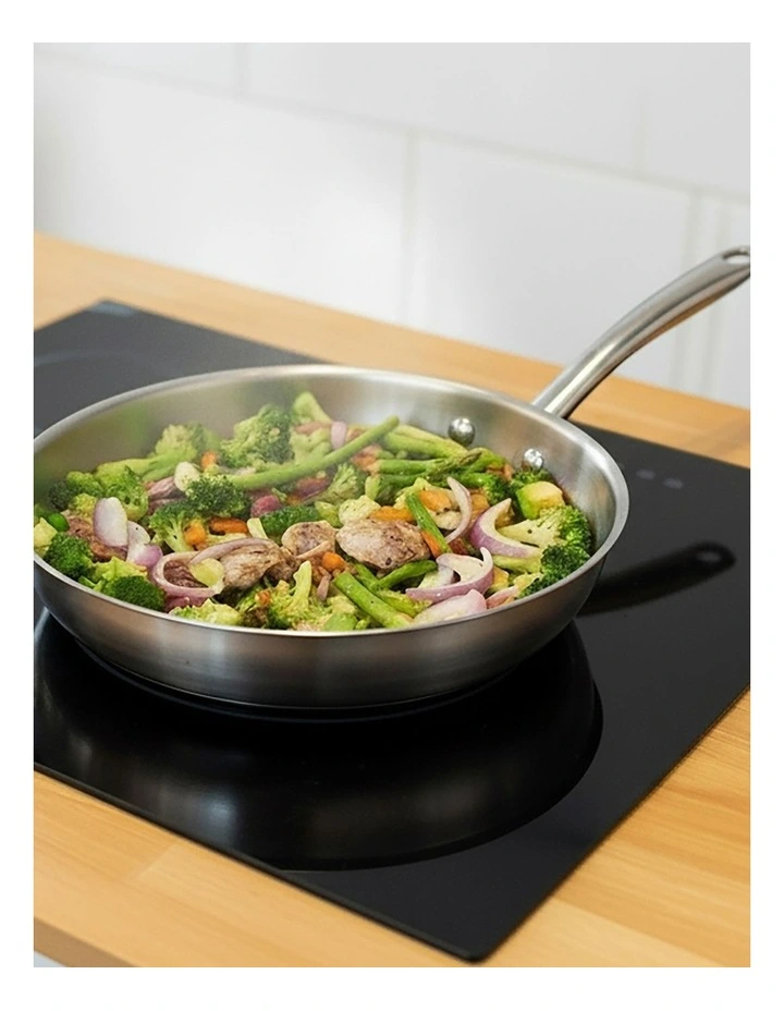 Essentials Stainless Steel Induction Open Frypan with Helper Handle 30cm in Silver image 2