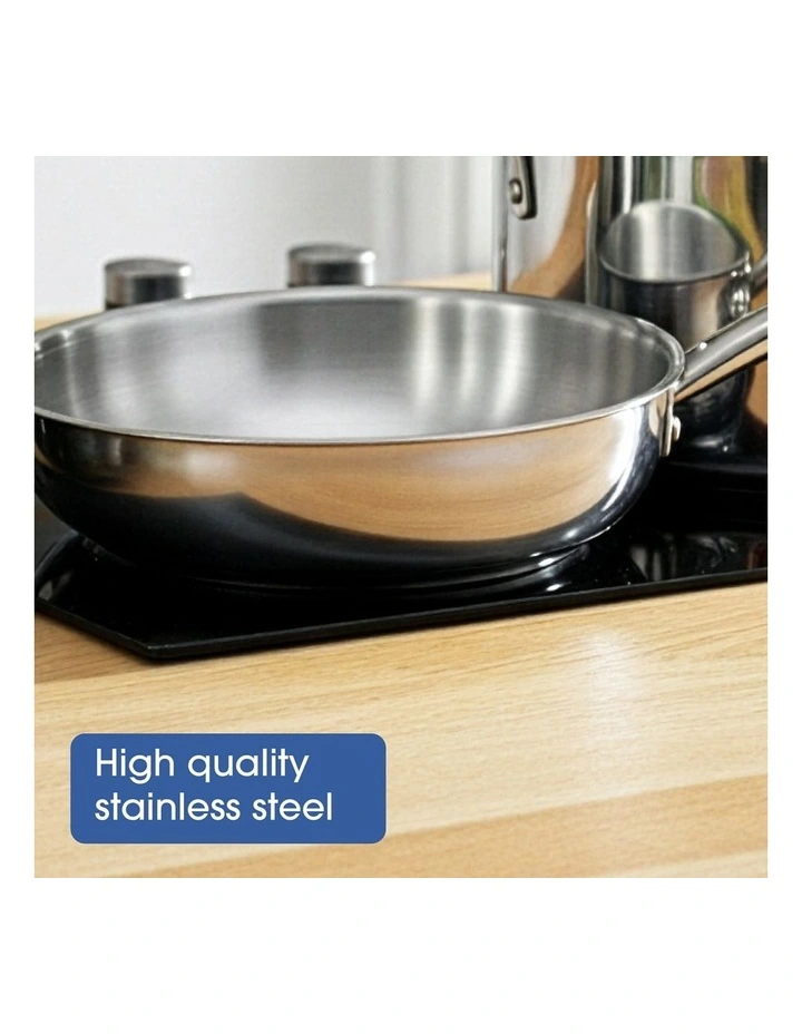 Essentials Stainless Steel Induction Open Frypan with Helper Handle 30cm in Silver image 4