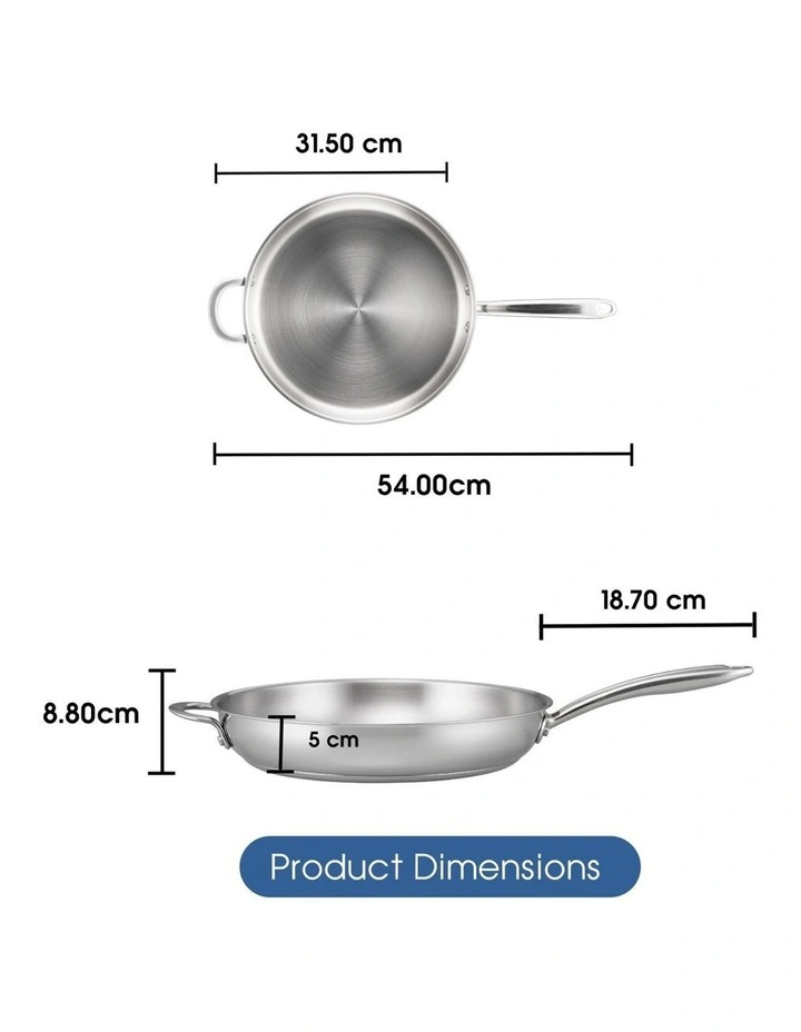 Essentials Stainless Steel Induction Open Frypan with Helper Handle 30cm in Silver image 7