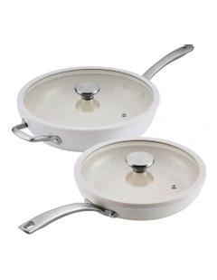 Halo With Laserdefense Covered Skillet Set 20/30Cm Pearl White